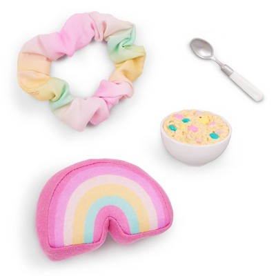 Our Generation Gillian 18" Doll with Pink Dress & Rainbow Pajama Outfit: Fashion, Hair Blonde, Hazel Eyes, Wavy Hair