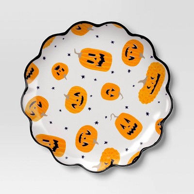 10.5" Halloween Melamine Novelty Pumpkin Dinner Plate - Hyde and EEK! Boutique