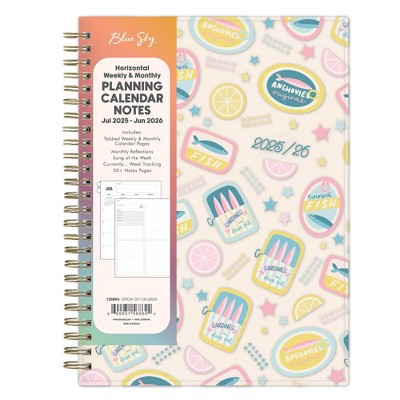 Blue Sky 5.875"x8.625" 2025-2026 Weekly/Monthly Wirebound Planner Clear Cover Tinned Light Multi