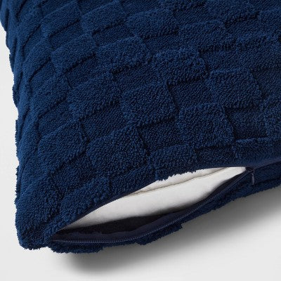 Jacquard Plush Checker Body Pillow Cover Nighttime Blue - Room Essentials