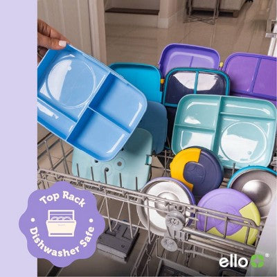 Ello Benni Kids Insulated Bento Lunch Box with Leakproof Thermos, 4 Compartments, Hot/Cold Compatible - Purple: Polypropylene Container, TPE Lid