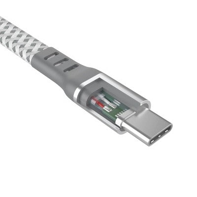 Just Wireless 10' Ultra Braided USB-C to USB-C Flat Cable - Slate White