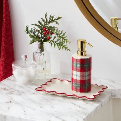 Ceramic Plaid Soap Dispenser - Threshold