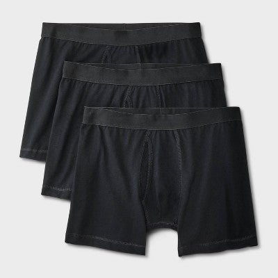 Men's Boxer Briefs 3pk - Dealworthy Black L