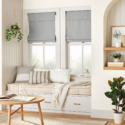 27"x64" Cordless Blackout Roman Window Shade with Valance Gray - Hearth & Hand with Magnolia (LOCAL PICKUP ONLY)