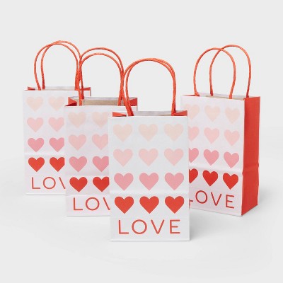 8.375" x 5.25" x 3.25" Valentine's Day 4pk XS Gift Bags - Spritz
