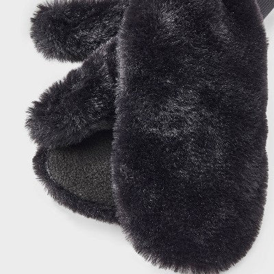 Girls' Faux Fur Mitten - art class Black