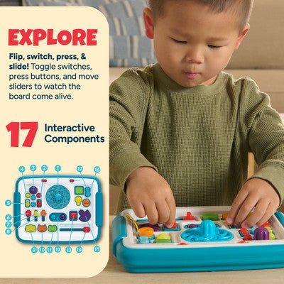 Chuckle & Roar Explore & Glow Busy Board - Interactive Toddler Activity Board with Lights, Sounds, Switches and 3 Play Modes, Ages 1-4+