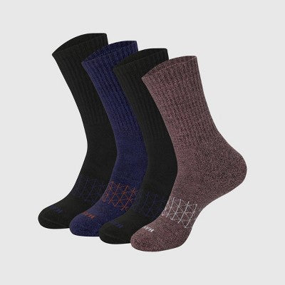 Hanes Men's 4pk Crew Socks Pack, Absolute Comfort, Cushioned Performance Socks for Men - Blue/Orange/Black 6-12