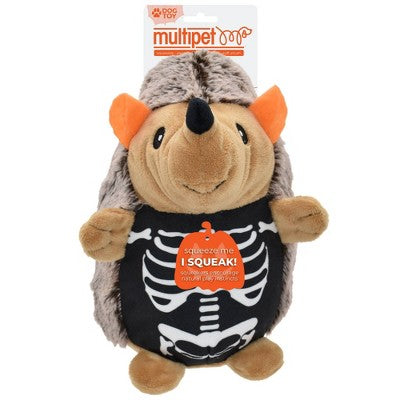 Multipet Hedgehog Skeleton Dog Interactive Plush Toy - White/Tan/Black