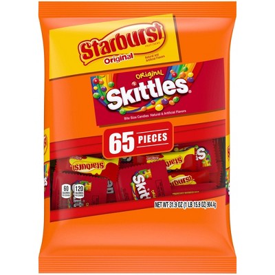 Skittles and Starburst Fun Size Mix Bite Size Candies - 31.9oz/65ct