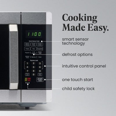 Farberware Professional 1.6 Cu. Ft. 1100-Watt Microwave Oven with Smart Sensor, Stainless Steel with Platinum (LOCAL PICKUP ONLY)