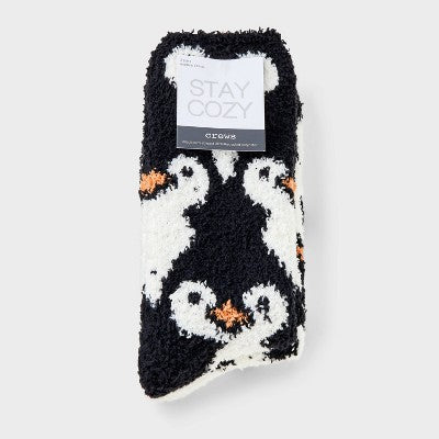 Women's Penguin 2pk Cozy Crew Socks - Black/White 4-10