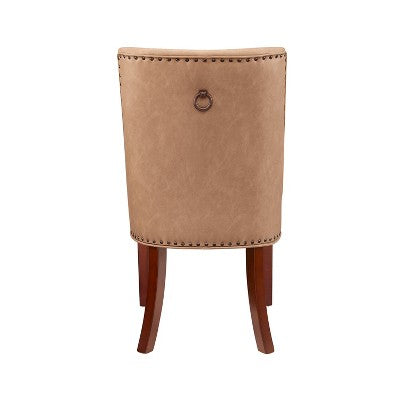 Axbridge Nailhead Trim Side Chair Faux Leather Tan - Powell: Set of 2, Upholstered, Wood Legs (LOCAL PICKUP ONLY)
