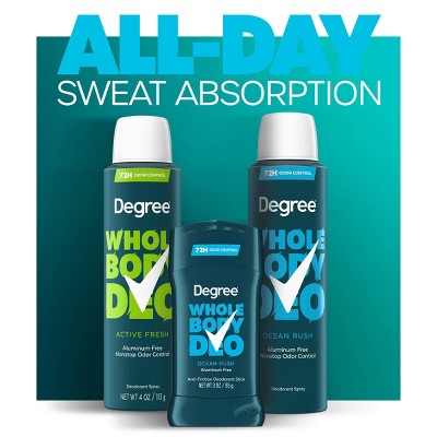 Degree 72H Odor Protection Whole Body Deodorant Spray for Men Ocean Rush - Aluminum-Free 4oz