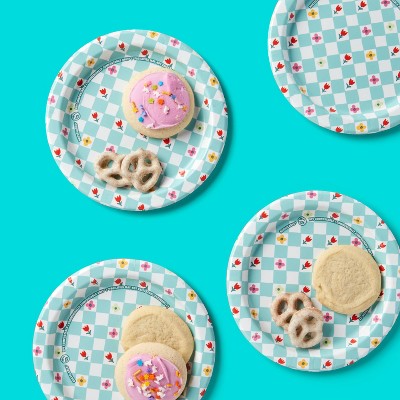 Disposable Plates - Floral Check - 60ct - 7" - up&up