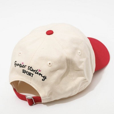 Golf Cart Hat - Frasier Sterling Cream/Red: Adjustable Woven Baseball Hat