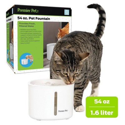 Premier Pet 54oz Dog and Cat Automated Fountain - White