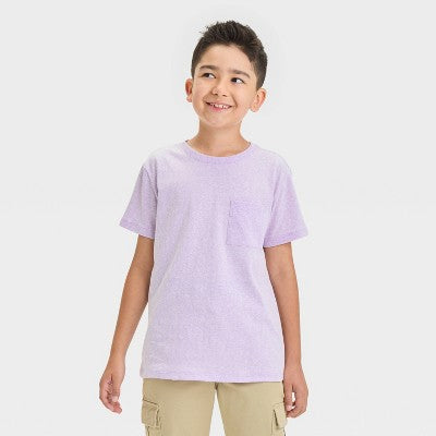 Boys' Short Sleeve Heathered T-Shirt - Cat & Jack Lavender XS