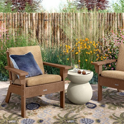 Modern Ceramic Round Patio End Table Cream - Threshold (LOCAL PICKUP ONLY)