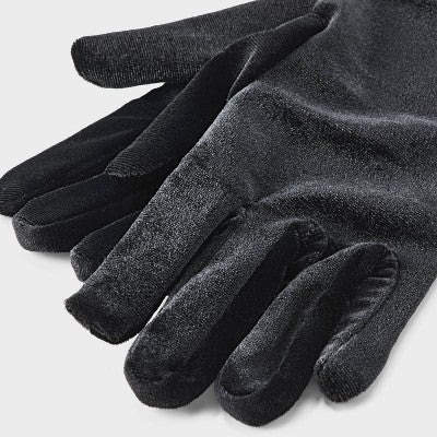 Halloween Long Velvet Gloves - Black