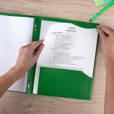 Five Star Pocket and Prong Poly Portfolio Retro Green