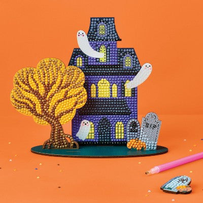 Halloween Craft Glow Haunted House Gem Art Scene Kit - Mondo Llama