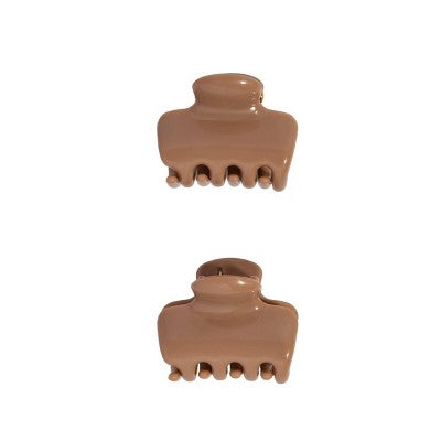 Kitsch Recycled Plastic Mini Cloud Clips 2Pc Set - Mocha Hair Clips And Pins