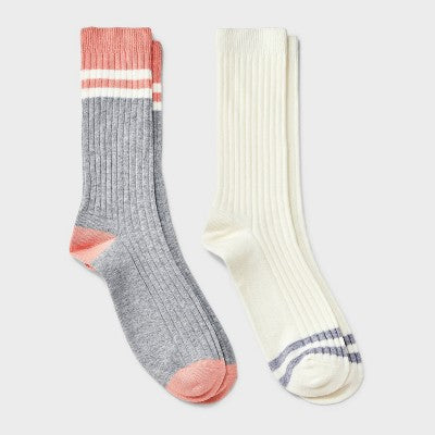 Men's 2pk Casual Crew Socks - Goodfellow & Co Gray 6-12