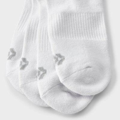 Women's Cushioned Active 4pk Crew Socks - All In Motion White 4-10: Recycled Polyester, Knit Construction