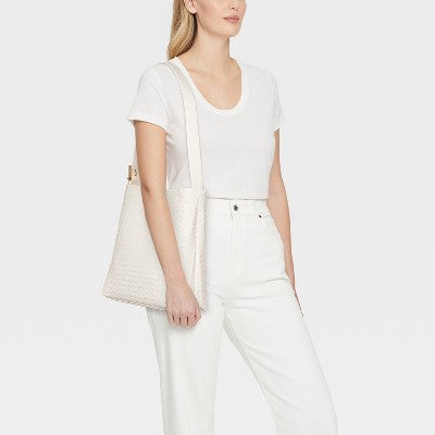 Woven Bucket Bag - A New Day White