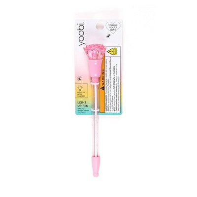 Yoobi Novelty Ballpoint Pen Light Up Pink Rose