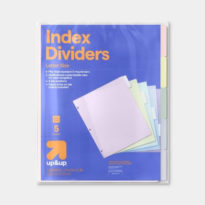 Pastel 5ct Plastic Letter Index Dividers - up&up