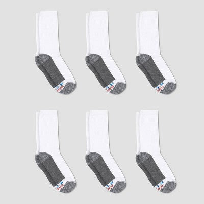 Hanes Premium Men's X-Temp Ultra Cushion Crew Socks 6pk - White 6-12: Breathable, Midweight, Reinforced Toe