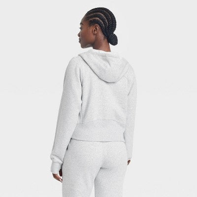 Women's Fleece Full Zip Hooded Sweatshirt - Gray XL