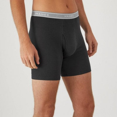 Hanes Men's Super Value Moisture-Wicking Cotton Boxer Briefs 10pk - Black/Gray M: Tagless, Breathable, Mid Rise