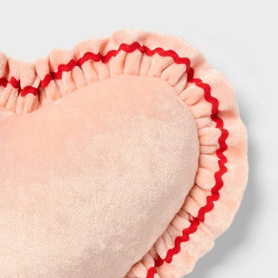 Velvet Ruffle Heart Kids' Novelty Plush Pillow Pink - Pillowfort