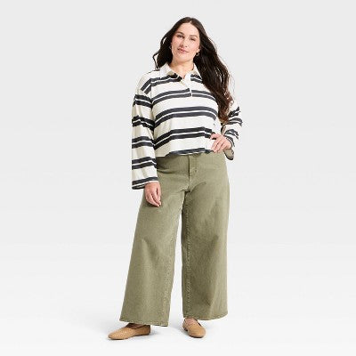 Women's Long Sleeve Button-Down Polo T-Shirt X