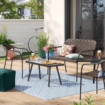 Glass Rectangle Outdoor Patio Coffee Table Black - Room Essentials (LOCAL PICKUP ONLY)