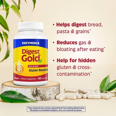 Enzymedica Digest Gold Fast-Acting Vegan Gluten Results for Gluten Intolerance Capsules - 60ct