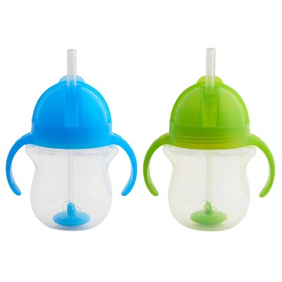Munchkin 2pk Click Lock Weighted Blue/Green Straw Cup 7oz