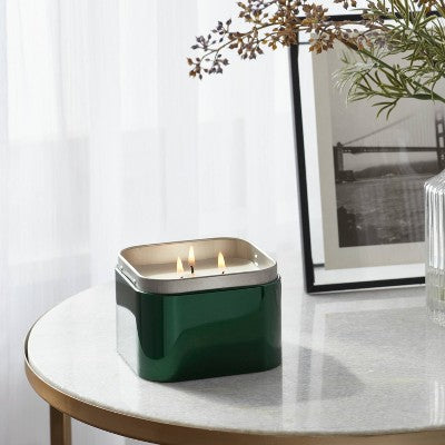 3 Wick Lidded Metal Tin Candle Forest Fir 12oz Green - Threshold