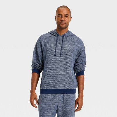 Men's Textured Knit Lounge Hoodie - Goodfellow & Co Blue S