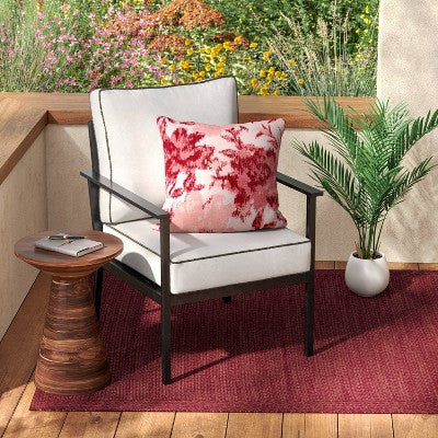 Acacia Wood Round Modern Sculptural Patio End Table Brown - Threshold