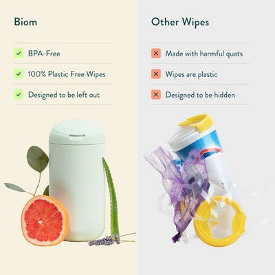 Biom Plant Based Refillable All Purpose Wipes - Fragrance Free - 60ct