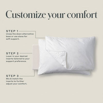 Standard/Queen Soft Customizable Down Alternative Bed Pillow Outer Comfort Cover White - Casaluna: Hypoallergenic, 300 Thread Count