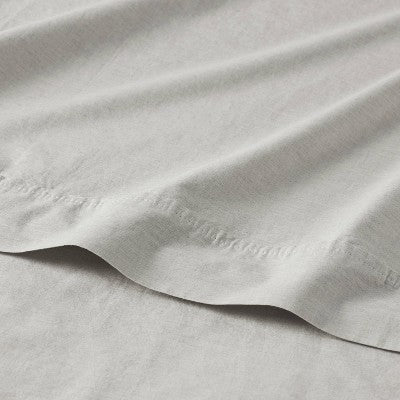 Twin/Twin XL 250 Thread Count Organic Percale Sheet Set Gray Chambray - Threshold: GOTS Certified, Teen & All Ages