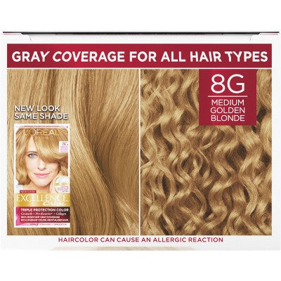 L'Oreal Paris Excellence Triple Protection Permanent Hair Color - 6.3 fl oz - 8G Golden Blonde