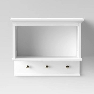 Wall Shelf with Hooks White - Threshold: Microfiber, Machine Washable, Non-Slip Backing (LOCAL PICKUP ONLY)
