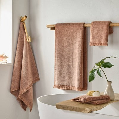 2pk Organic Texture Hand Towel Clay - Casaluna